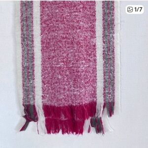 Free People red Stripe Oblong Scarf Bohemian Winter Accessory Cozy Soft